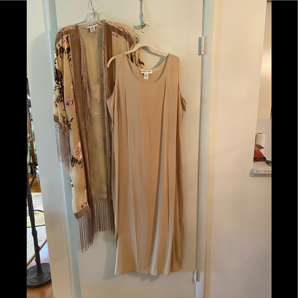 Silk sleeves sheath dress with matching kimono NWT